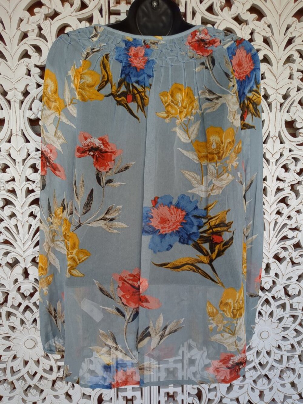 L Lucky Brand Long Sleeved Sheer Floral Tunic Top - Picture 7 of 13